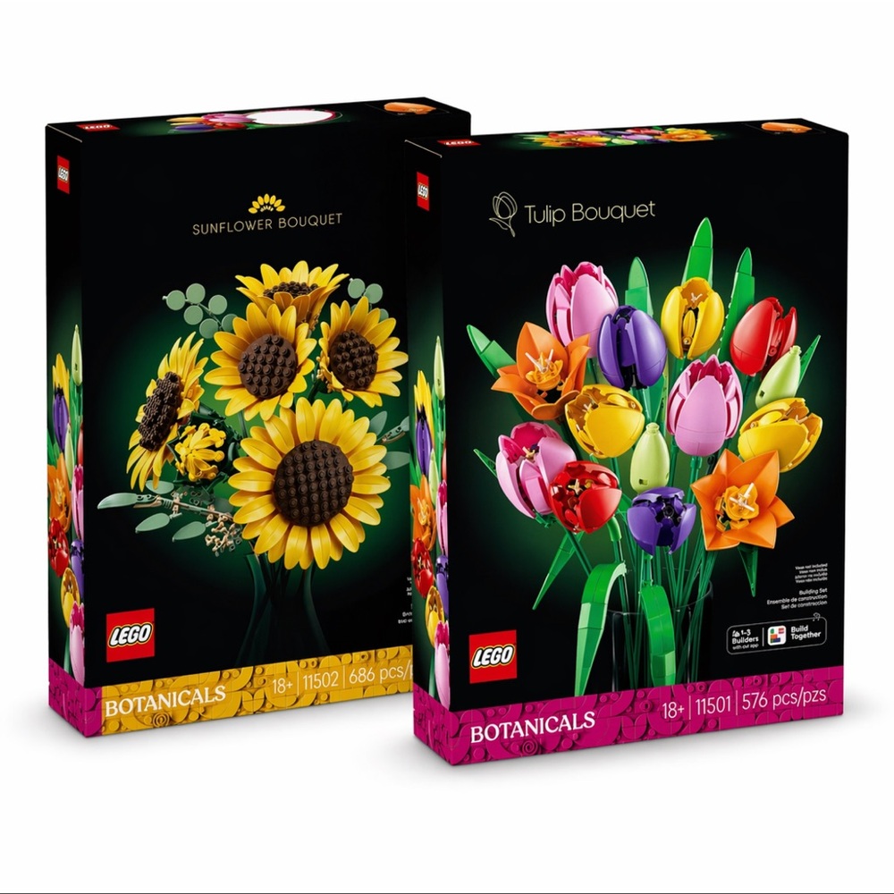 LEGO Botanicals Tulip & Sunflower Bouquets Building Sets 11501 11502 Sealed